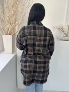 Primark (M) Barna-Fekete Kockás, Elől Végig Gombos Mellnél Zsebes, Vastaga Anyagú Felső