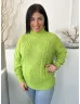   ÚJ Hema (M) Lime  Anyagában Mintás, Oldalt sliccelt Magasított Nyakú, Kötött Pulóver