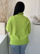 ÚJ Hema (M) Lime  Anyagában Mintás, Oldalt sliccelt Magasított Nyakú, Kötött Pulóver