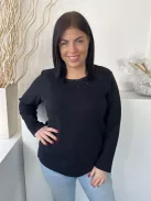 BM Collection (M) Fekete Nyakánál Csipkemintás, Oldalt Sliccelt Anyagában Mikrobordázott Felső