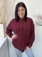 TU (L) Bordó Elől Végig Gombos, Mellnél Zsebes Galléros, Kordbársony Felső