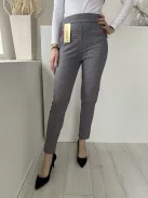 ÚJ Fashion (S) Szürke-Lila Apró Tyúkláb Mintás, Gumisderekú Zsebes, Szűkített Szárú, Jersey Anyagú Nadrág