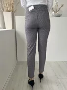 ÚJ Fashion (S) Szürke-Lila Apró Tyúkláb Mintás, Gumisderekú Zsebes, Szűkített Szárú, Jersey Anyagú Nadrág