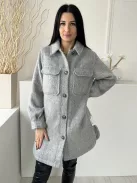 F&F (M) Szürke Elől Gombos, Zsebes Mellnél Zsebes, Anyagában Szőrös Kabát