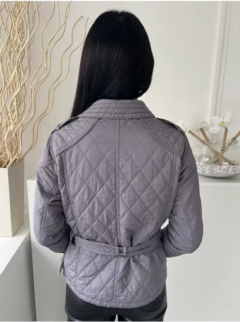 Barbour (M) Szürkéslila Elől Cipzáros, Öves Zsebes, Galléros, Steppelt Kabát