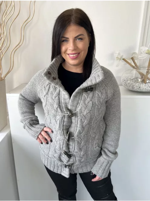 Fat Face (M) Szürke Elől Gombos, Nyakánál Patentos Belül Szőrös, 80% Gyapjú Alapanyagú Kardigán