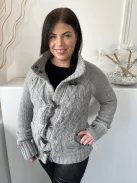 Fat Face (M) Szürke Elől Gombos, Nyakánál Patentos Belül Szőrös, 80% Gyapjú Alapanyagú Kardigán