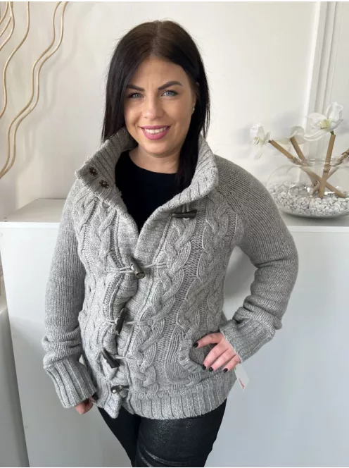 Fat Face (M) Szürke Elől Gombos, Nyakánál Patentos Belül Szőrös, 80% Gyapjú Alapanyagú Kardigán