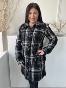 Phase Eight (L) Fekete-Fehér Kockás, Elől Végig Gombos Galléros, Zsebes, Buklé Kabát
