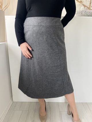   Eastex (L) Szürke Hátul Cipzáros Zsebes, Szatén Bélésű, Szövet Szoknya