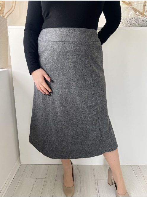 Eastex (L) Szürke Hátul Cipzáros Zsebes, Szatén Bélésű, Szövet Szoknya