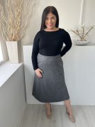 Eastex (L) Szürke Hátul Cipzáros Zsebes, Szatén Bélésű, Szövet Szoknya