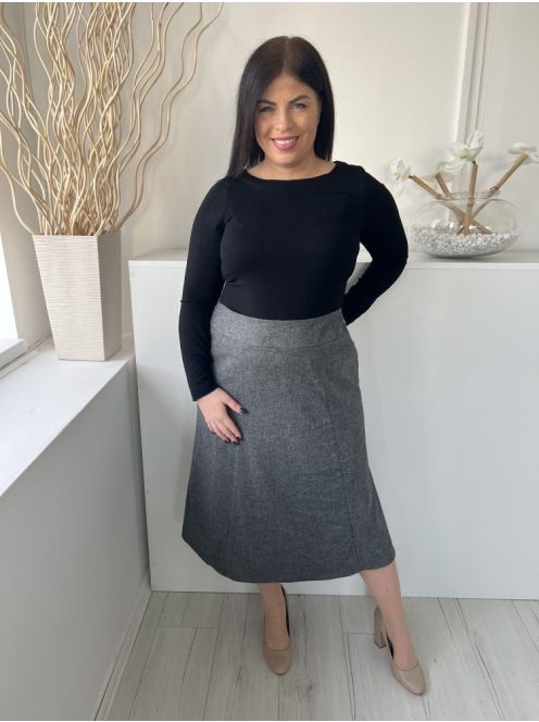 Eastex (L) Szürke Hátul Cipzáros Zsebes, Szatén Bélésű, Szövet Szoknya