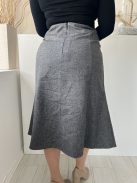 Eastex (L) Szürke Hátul Cipzáros Zsebes, Szatén Bélésű, Szövet Szoknya