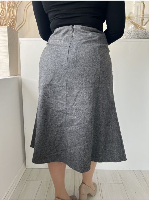 Eastex (L) Szürke Hátul Cipzáros Zsebes, Szatén Bélésű, Szövet Szoknya