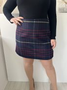 Avenue (L) Sötétkék Sárga-Piros Kockás, Oldalt Cipzáros Szatén Nélésű, Enyhén Szőrös Anyagú Szoknya