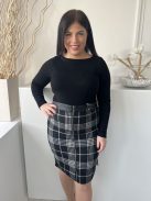 Atmosphere (L) Fekete Fehér Kockás, Elől Végig Cipzáros Felül Műbőr Szegélyes, Szatén Bélésű Szoknya