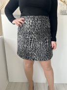 Dunnes (M) Szürke Fekete Foltmintás, Hátul Cipzáros Elől Díszcipzáros, Enyhén Szőrös Szoknya