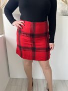 Hobbs (L) Piros Fekete Kockás, Oldalt Cipzáros Szatén Bélésű Szoknya