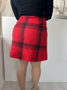 Hobbs (L) Piros Fekete Kockás, Oldalt Cipzáros Szatén Bélésű Szoknya