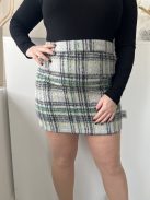 Primark (L) Szürke Zöld-Fekete Kockás, Oldalt Cipzáros Bélés Nélküli, Enyhén Szőrös Szoknya