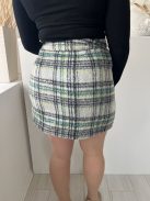 Primark (L) Szürke Zöld-Fekete Kockás, Oldalt Cipzáros Bélés Nélküli, Enyhén Szőrös Szoknya