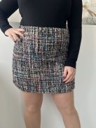 Primark (L) Színes Mintás Anyagában Csillogószálas Hátul Cipzáros, Szatén Bélésű Szoknya