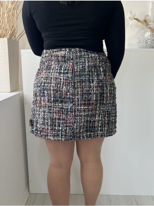 Primark (L) Színes Mintás Anyagában Csillogószálas Hátul Cipzáros, Szatén Bélésű Szoknya