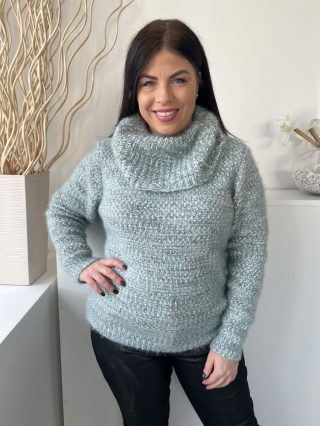   Simply (L) Menta Cirmosmintás, Garbós Nyakú Vastag Kötött Felső