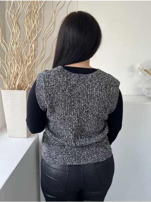 Primark (S) Fekete-Fehér Cirmosmintás, V Kivágású Derékban Szabott, Kötött Felső