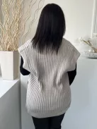 H&M (S) Szürkésbarna Anyagában Bordázott, Oldalt Sliccelt V Kivágású Felső