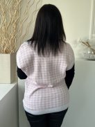 Savida (M) Fehér Rózsaszín Tyúklábas V Kivágású, Vékony Kötött Felső