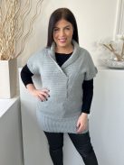 Atmosphere (M) Kékes Szürke Elől Díszlapolású, Ujján Díszgombos 30% Moher Alapanyagú, Hosszított Fazonú Felső