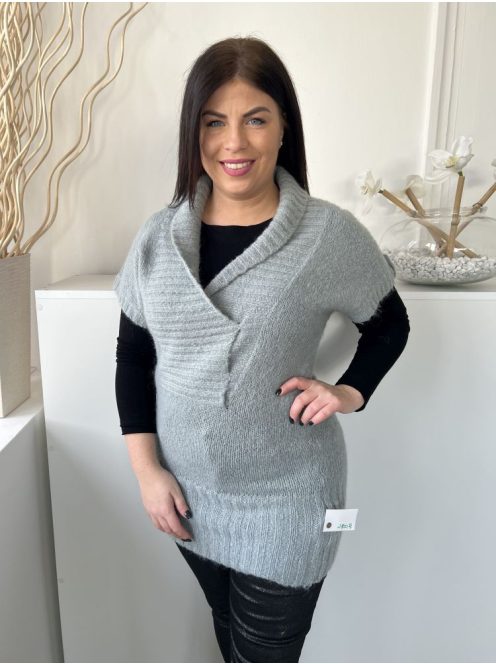 Atmosphere (M) Kékes Szürke Elől Díszlapolású, Ujján Díszgombos 30% Moher Alapanyagú, Hosszított Fazonú Felső