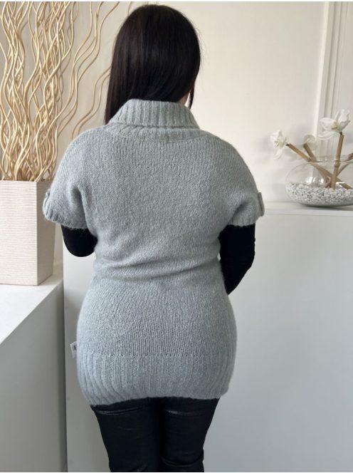 Atmosphere (M) Kékes Szürke Elől Díszlapolású, Ujján Díszgombos 30% Moher Alapanyagú, Hosszított Fazonú Felső