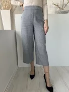 Primark (M) Fehér Fekete Apró Tyúklábmintás Oldalt Cipzáros, Bőszárú Nadrág