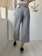 Primark (M) Fehér Fekete Apró Tyúklábmintás Oldalt Cipzáros, Bőszárú Nadrág