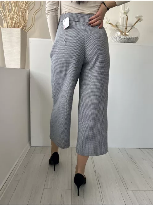 Primark (M) Fehér Fekete Apró Tyúklábmintás Oldalt Cipzáros, Bőszárú Nadrág