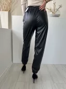 Shein (S) Fekete Gumisderekú, Gumírozott Aljú Műbőr  Nadrág