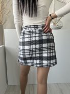 Primark (M) Fehér Fekete Kockás, Oldalt Cipzáros Bélés Nélküli, Enyhén Szőrös Anyagú Szoknya
