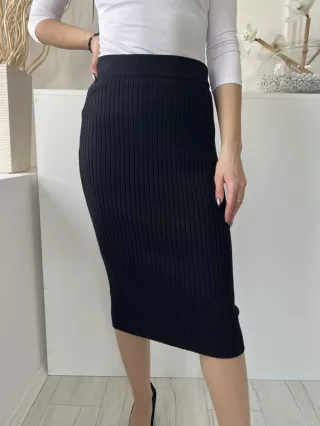   Primark (S) Fekete Gumisderekú, Anyagában Bordázott Rugalmas Anyagú, Kötött Szoknya