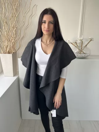   Otto Mode (M) Sötétszürke Kapocs Nélküli Filc Alapanyagú Poncsó