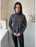   New Look (S) Szürke Fekete Csíkos, Garbós Nyakú Kötött Felső