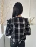   Warehause (S) Fekete Fehér Kockás, Kapocs Nélküli Rojtos Szegélyű, Buklé Anyagú Kabát