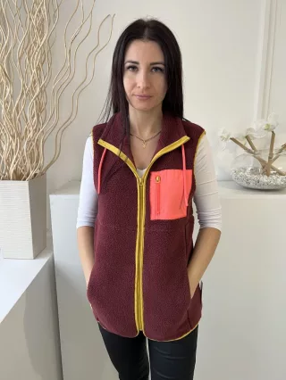   Elements (XS) Vörösesbarna Elől Cipzáros, Zsebes Teddy Mellény