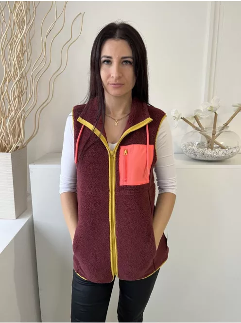Elements (XS) Vörösesbarna Elől Cipzáros, Zsebes Teddy Mellény