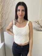 Shein (S) Fehér Anyagában Mitás, Pántos Rövid Derekú, Kötött Felső