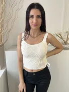 Shein (S) Fehér Anyagában Mitás, Pántos Rövid Derekú, Kötött Felső