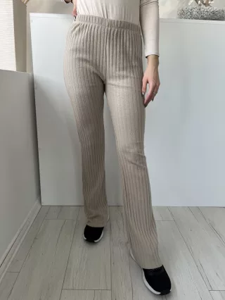   ÚJ Cotton (M) Világosbarna Gumisderekú, Anyagában Bordázott Felül Bélelt Nadrág