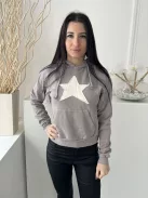 ÚJ Pull&Bear (S) Szürke Elől Fehér Csillag Mintás, Kapucnis Kenguruzsebes, 82% Pamut Alapanyagú Felső